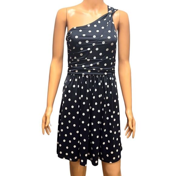MOA MOA Black & White Polka One Shoulder Dress MEDIUM - Picture 1 of 16